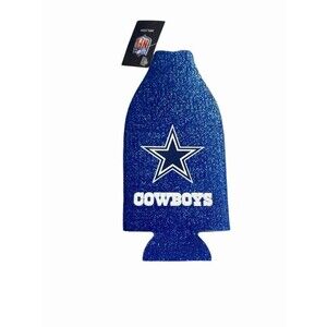 Dallas Cowboys NFL Football Glitter Zip Up Bottle Coozie Insulator Holder Sports